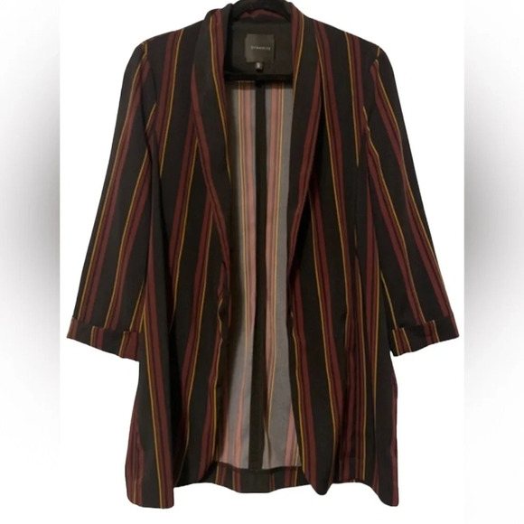 Dynamite Lined Open Front striped 3/4 Sleeves Blazer Sz L - Picture 12 of 12